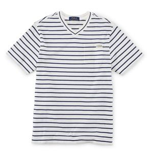Ralph Lauren Boys Stripe V-Neck Tee Shirt Small 8